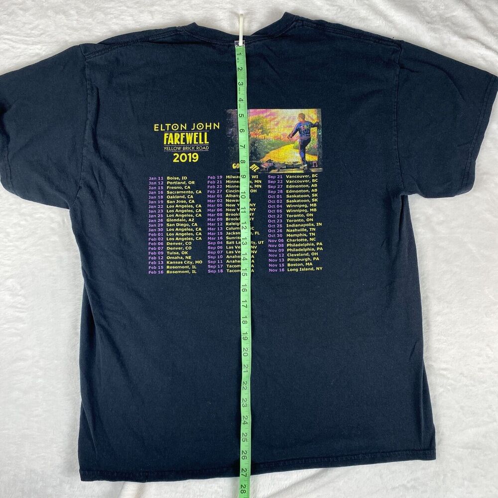 Mens Shirt XL Black Elton John Farewell Yellow Brick Road Short Sleeve Crew Neck - Picture 7 of 7